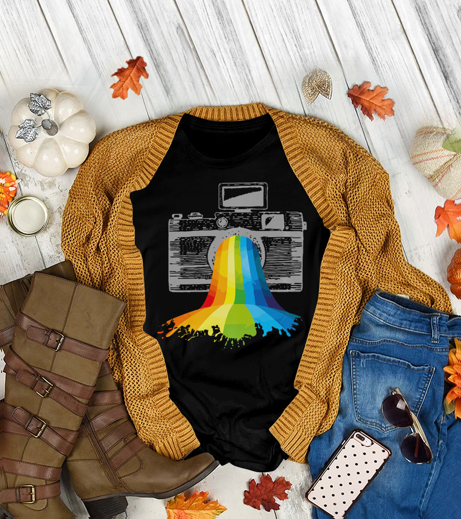 Camera Rainbow Photography Abstract Art Photographer T-Shirt