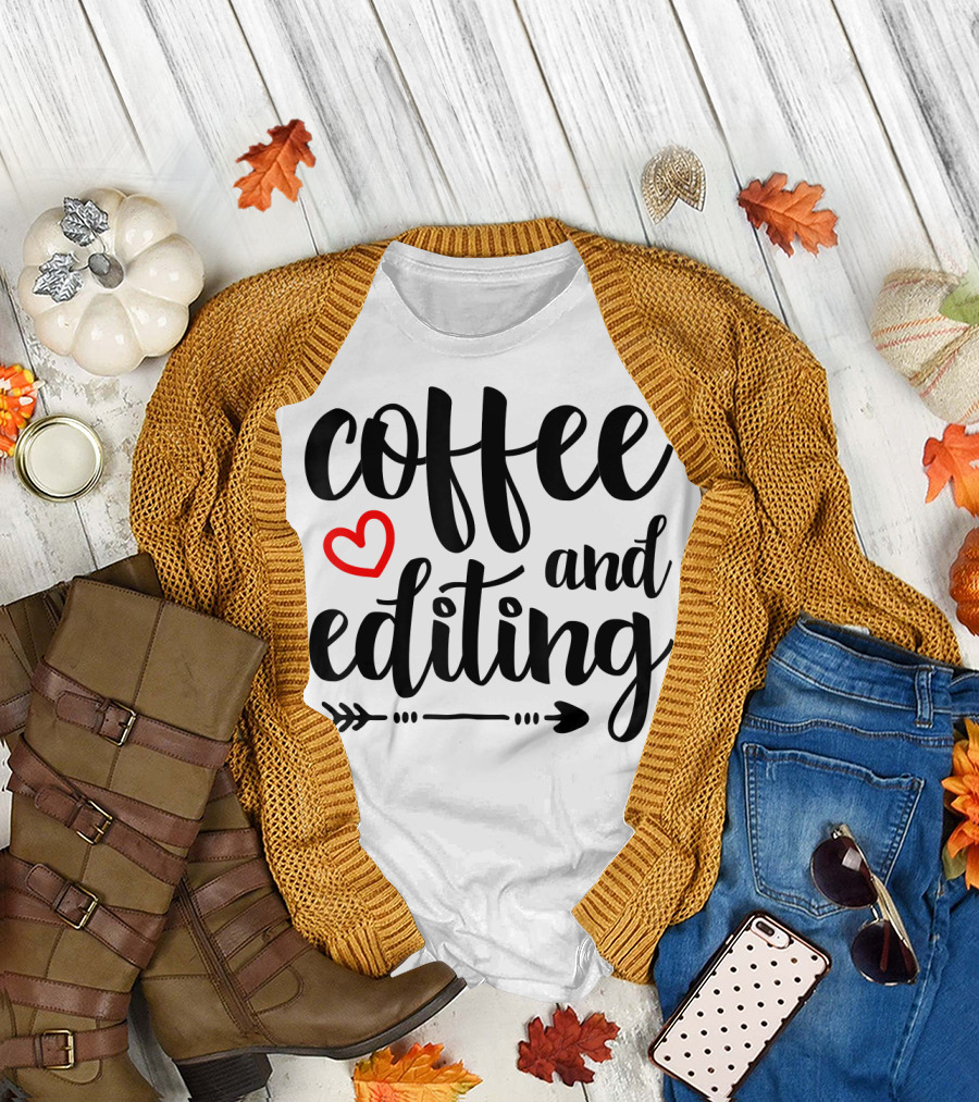 Coffee and Editing Heart Arrow T-Shirt