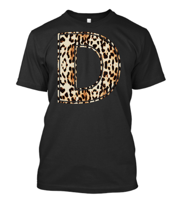 Cool Leopard Cheetah Pattern Letter D Initial Name T-Shirt
