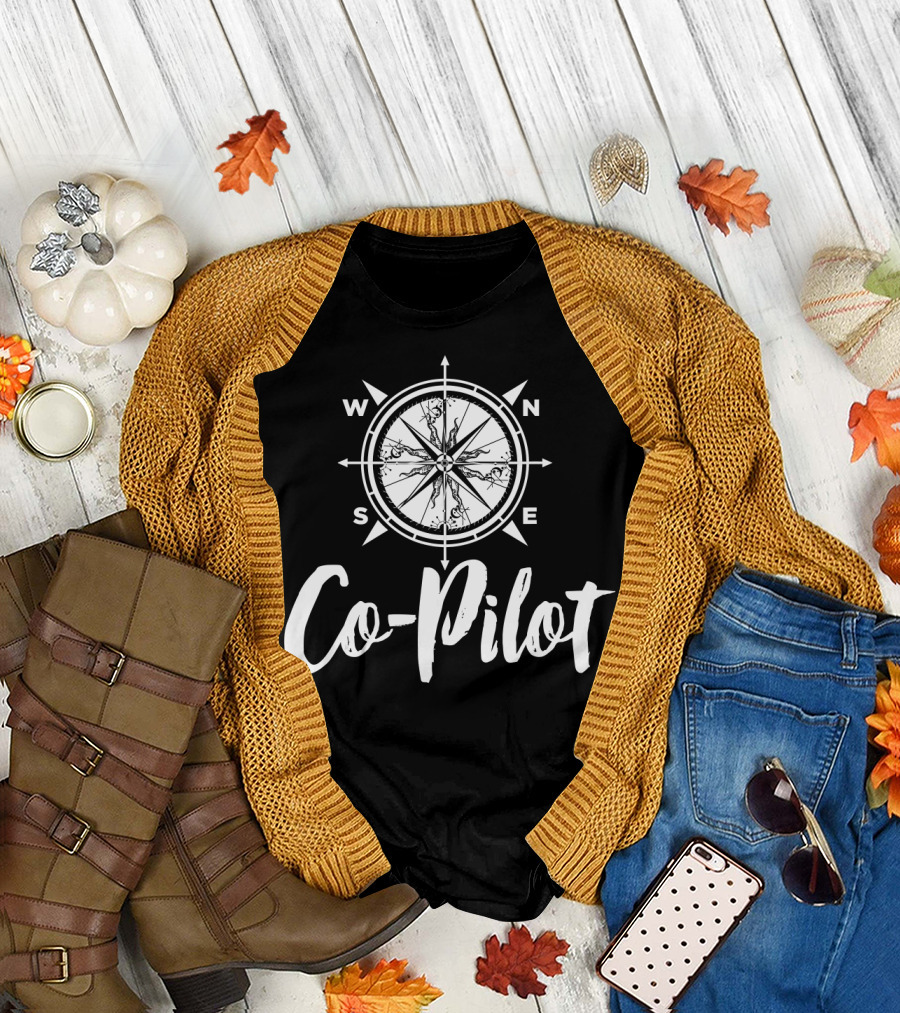 Co Pilot Compass North South East West Travel Adventure T-Shirt