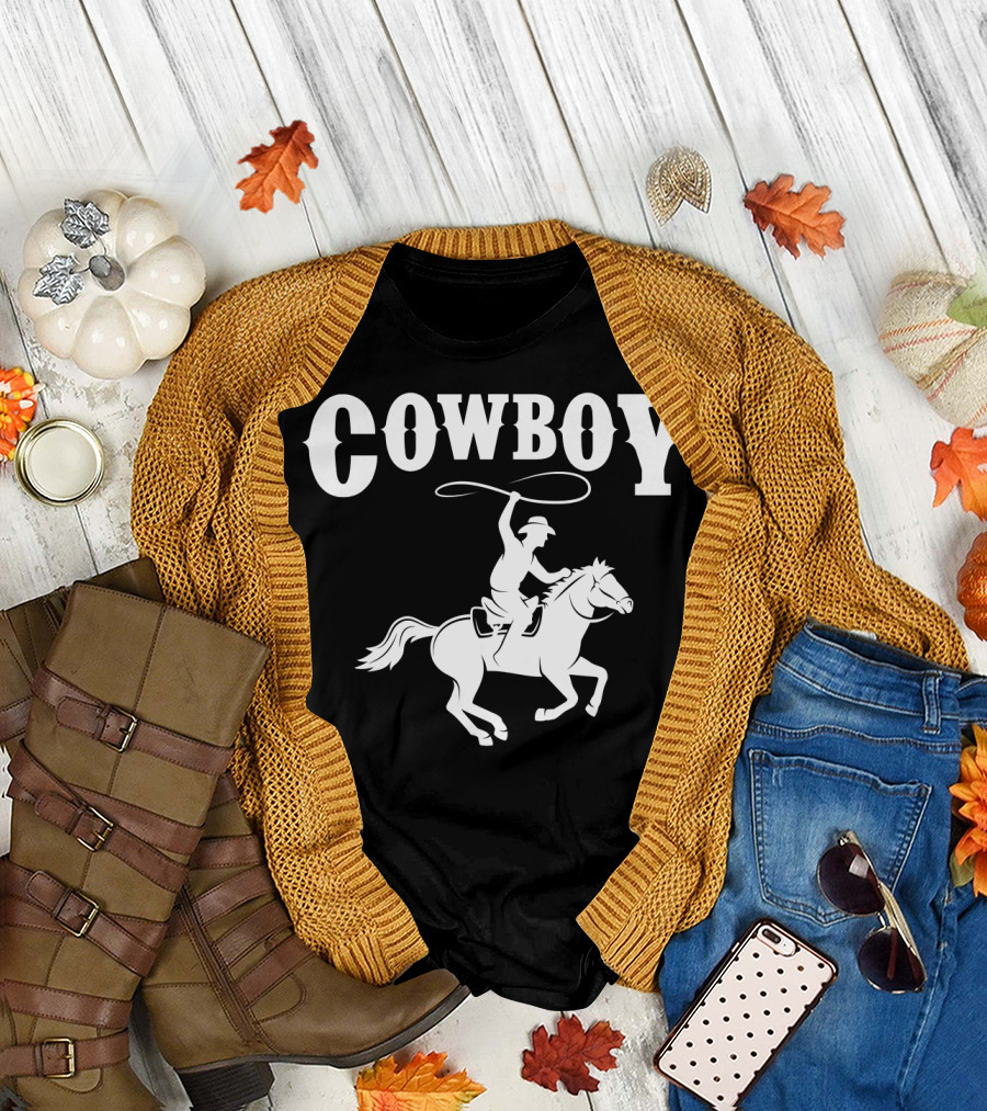 Cowboy Lasso Horse Riding Wild West Adventure T-Shirt