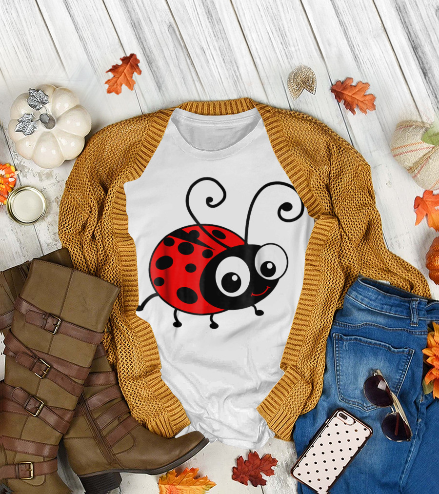 Cute Happy Ladybug Cartoon T-Shirt