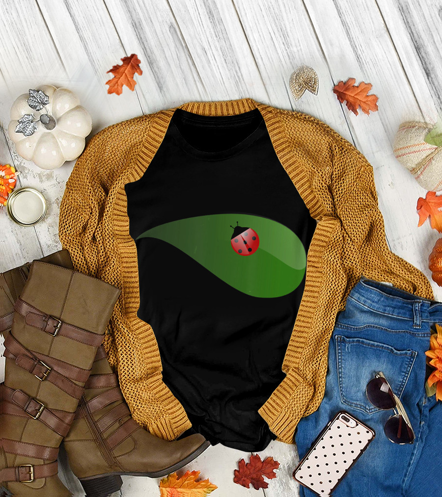 Cute Ladybug on a Green Leaf T-Shirt