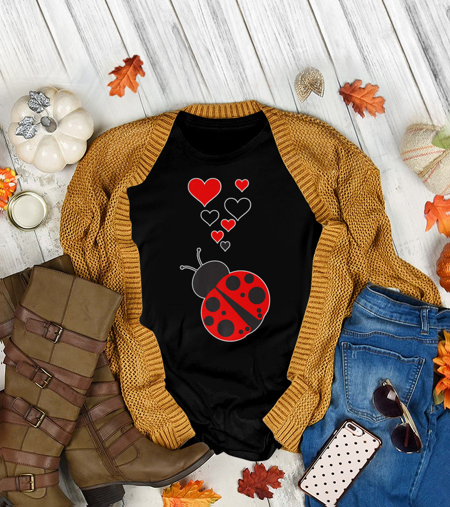 Ladybug with Red and Black Hearts T-Shirt