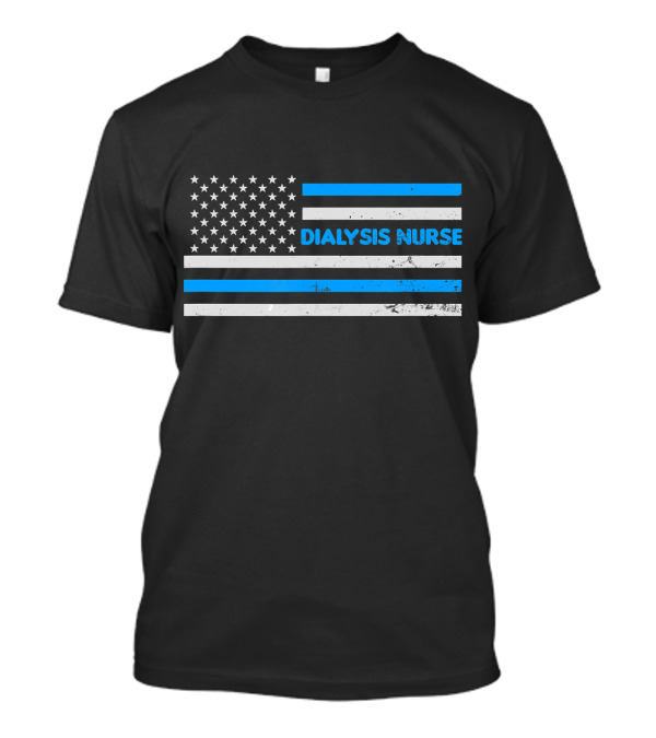 Dialysis Nurse American Flag Blue Line T-Shirt