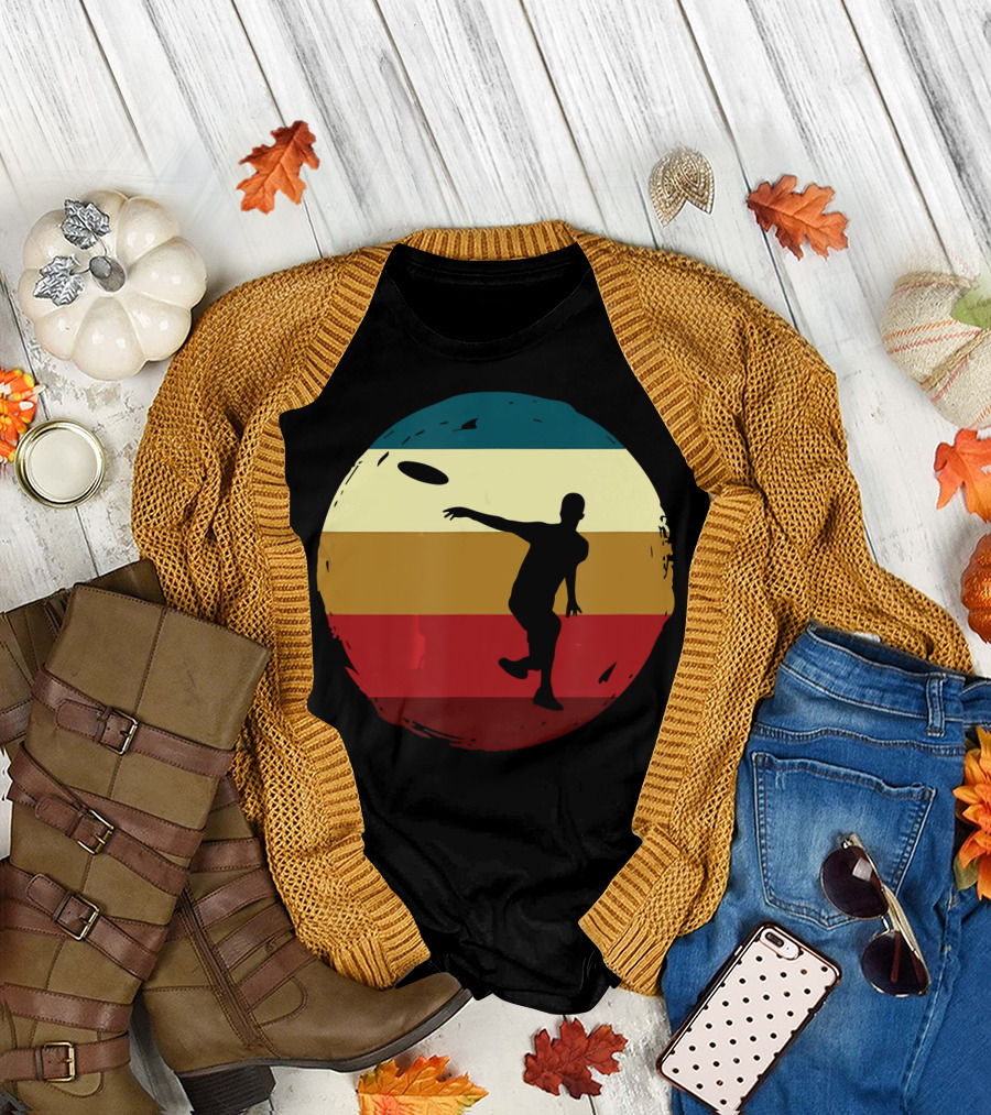 Disc Golf Vintage Retro Silhouette Throwing Frisbee T-Shirt