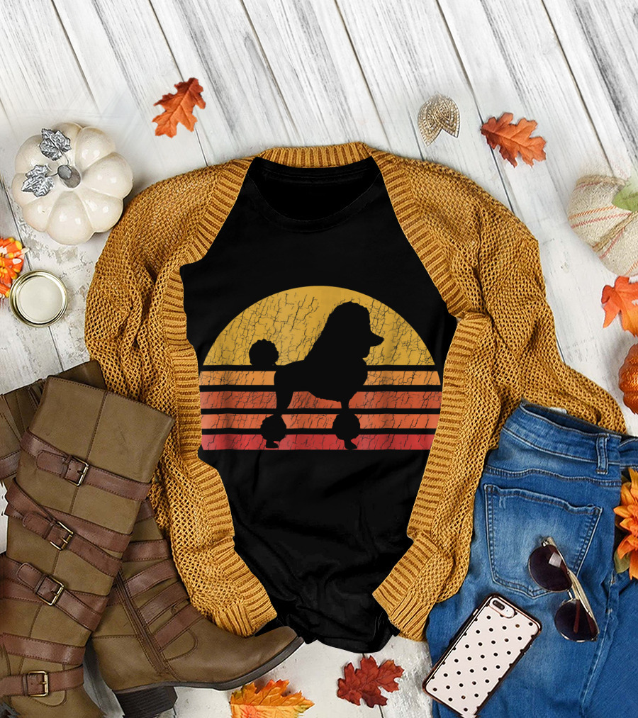 Retro Distressed Sun Poodle Silhouette Vintage Look T-Shirt