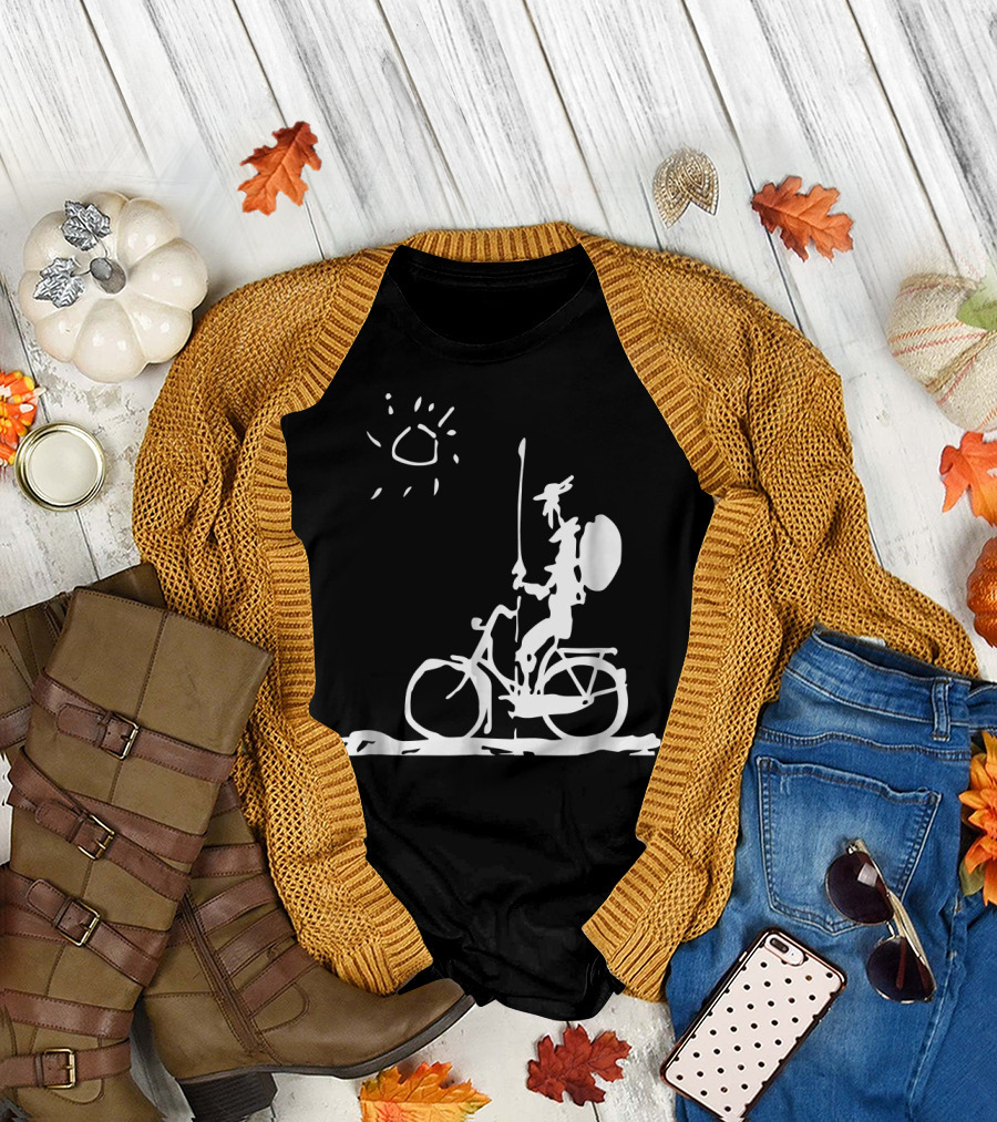 Don Quixote Riding a Bike Pablo Sun T-Shirt