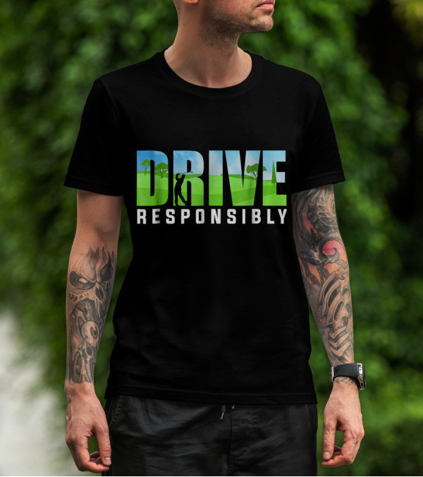 Drive Responsibly Love Golf Golfer With Scenic Landscape T-Shirt