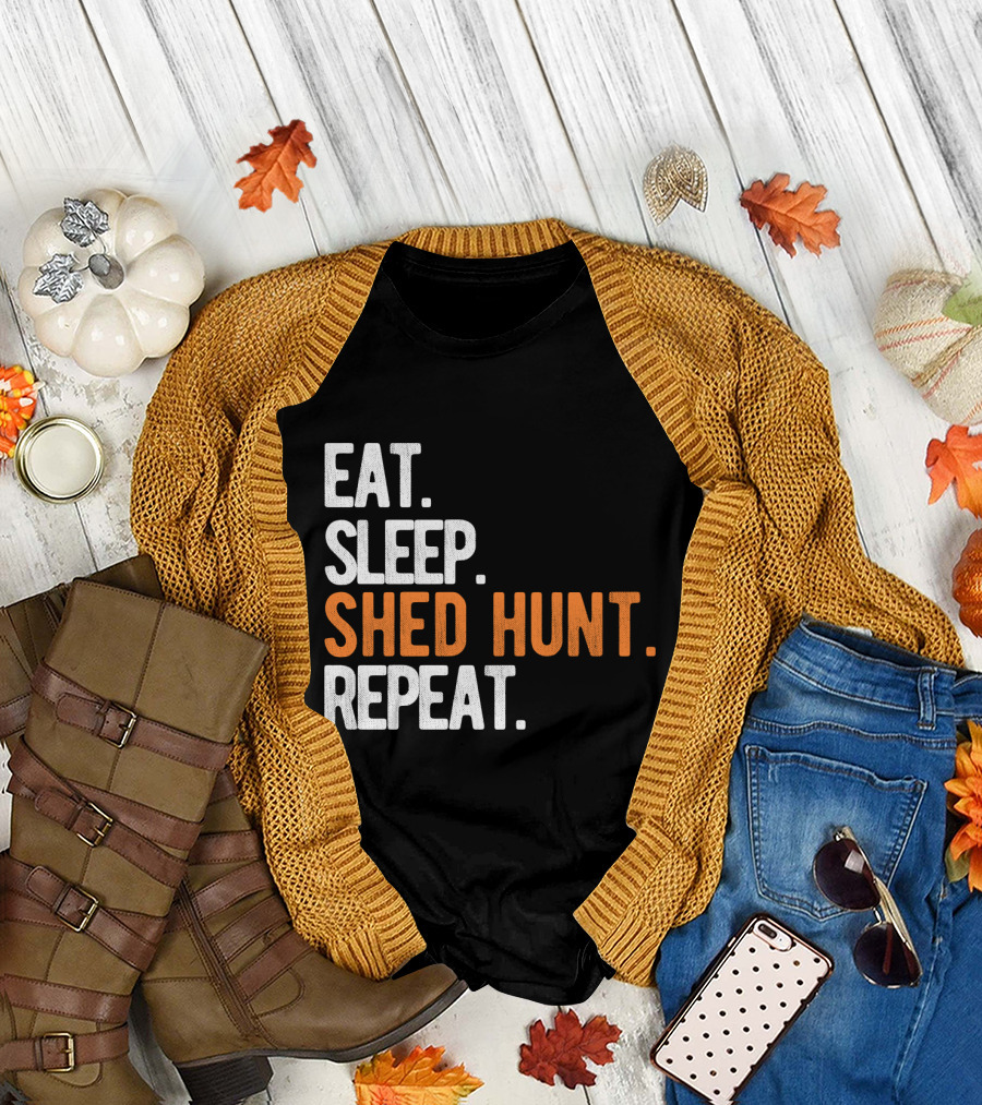 Eat Sleep Shed Hunt Repeat Funny Deer Antler Hunting Cycle T-Shirt