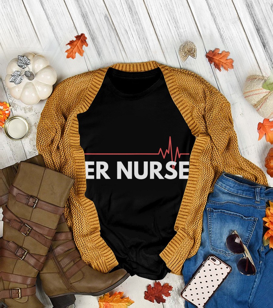 ER Nurse Emergency Room Nursing RN Heartbeat Line T-Shirt