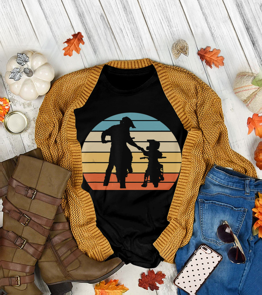 Father and Son Braaap Motocross Off Roading Sunset T-Shirt