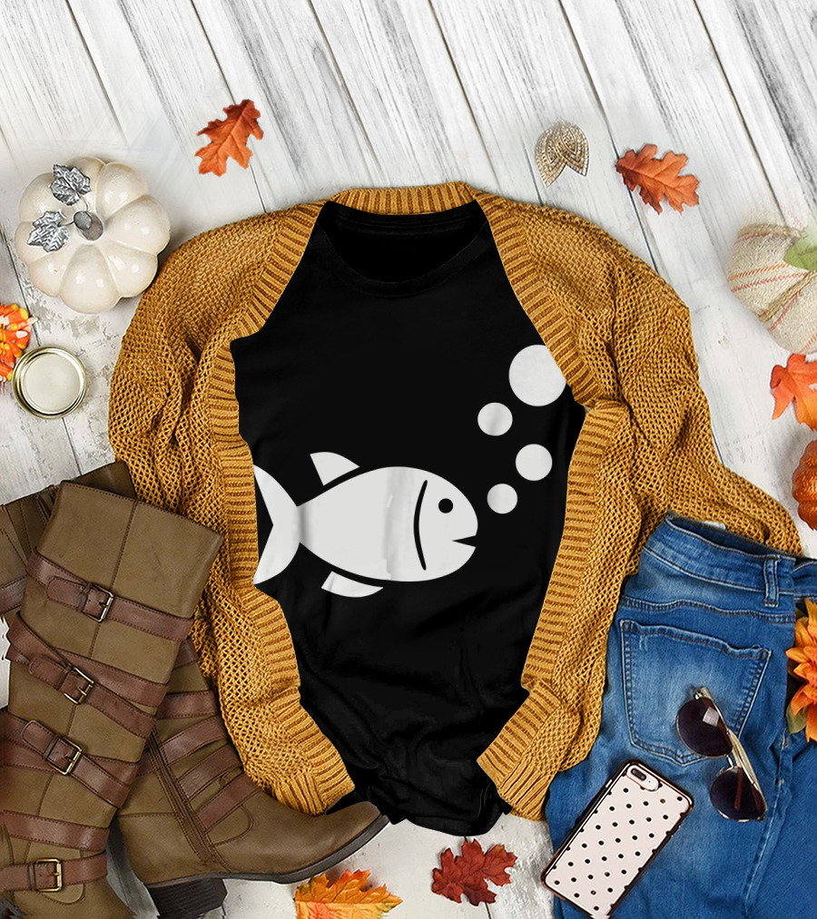 Fish Bubbles Icon with Circles T-Shirt