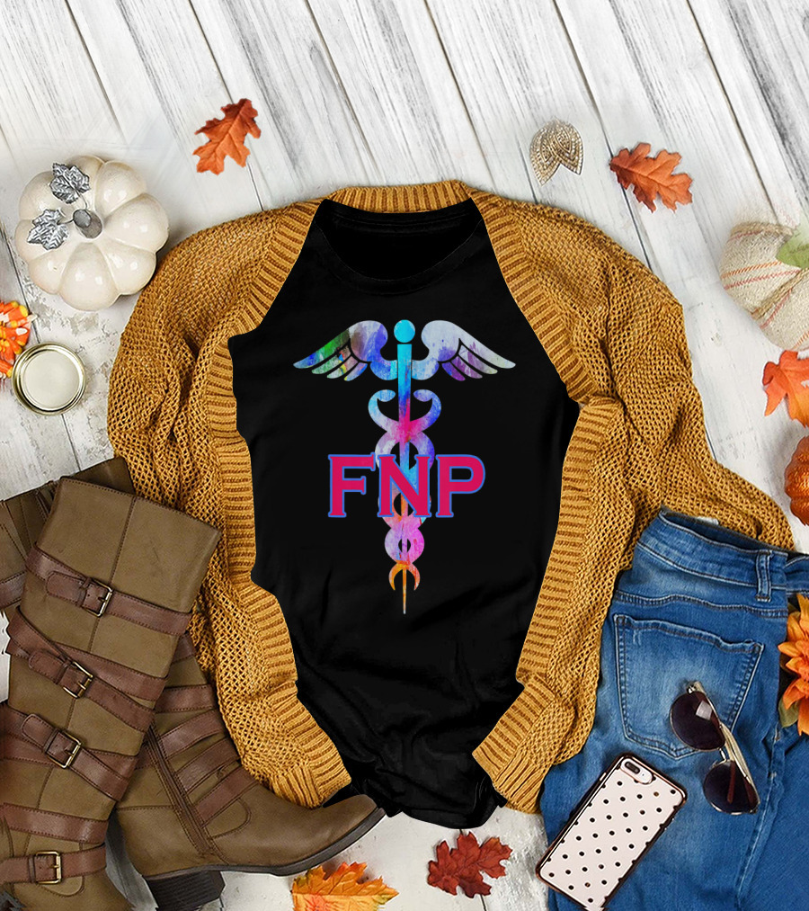FNP Family Nurse Practitioner Colorful Caduceus T-Shirt