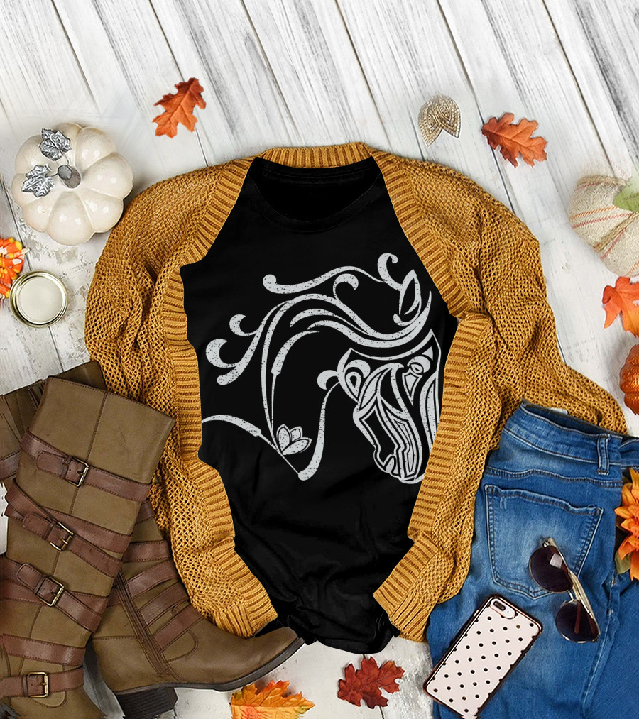 Friesian Horse Beautiful Friesian Hor Abstract Line T-Shirt