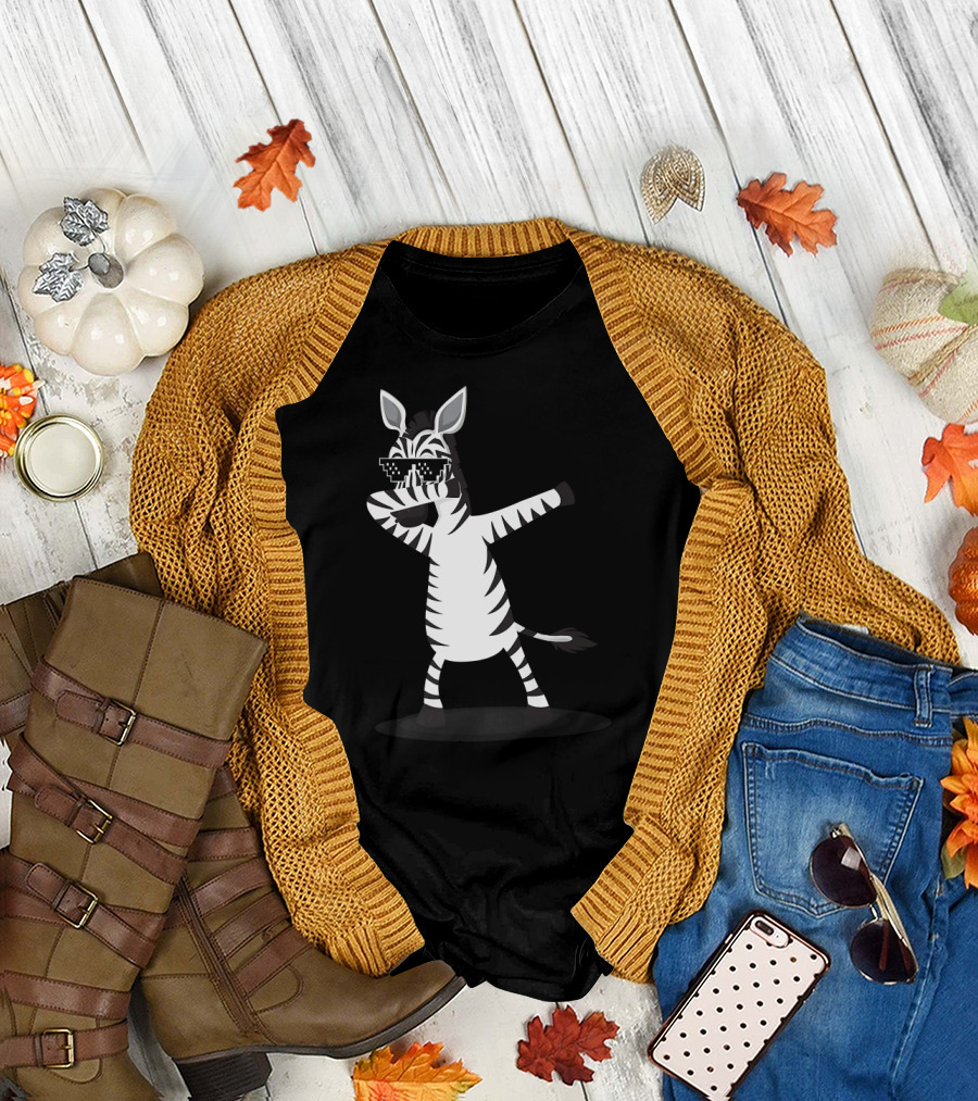 Dabbing Zebra with Sunglasses for Animal Lovers T-Shirt