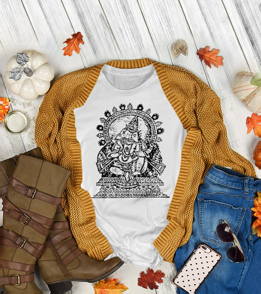 Ganesh Black Drawing Ganesh Mandala T-Shirt