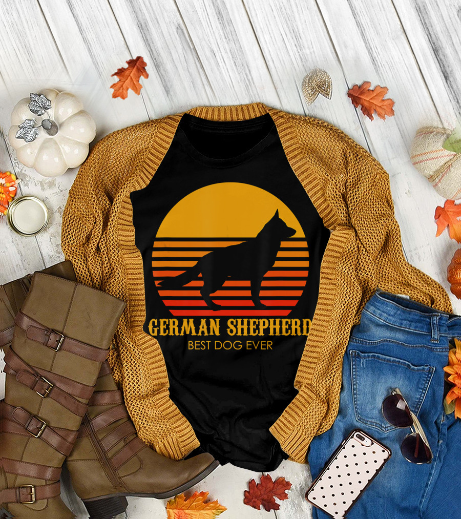 German Shepherd Best Dog Ever Sunset Silhouette in T-Shirt