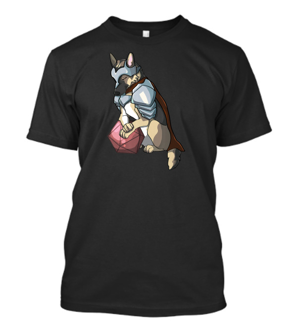 German Shepherd Dog Knight Holding D20 Dice For Board Game Tablet T-Shirt