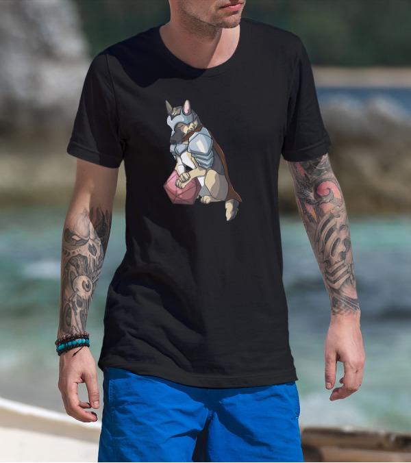 German Shepherd Dog Knight Holding D20 Dice For Board Game Tablet T-Shirt