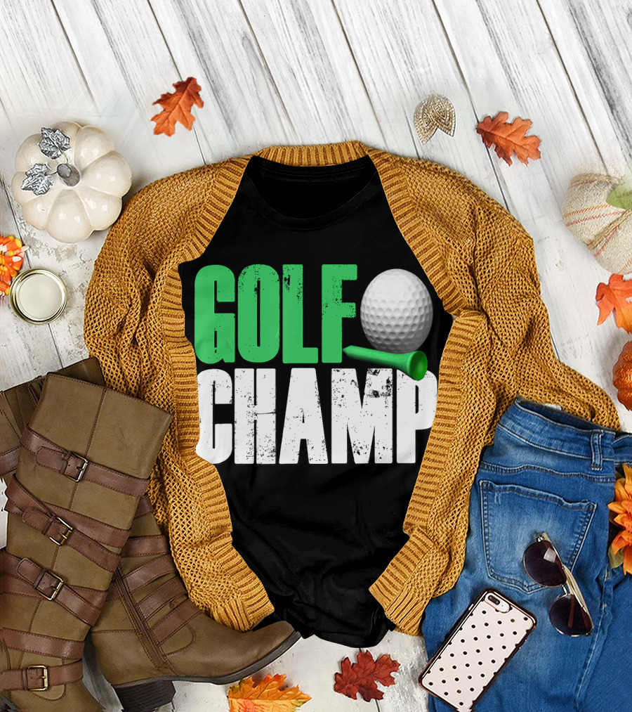 Golf Champ Golfing Ball Dad Grandpa Green T-Shirt