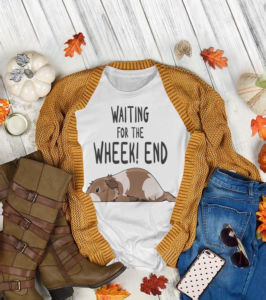 Waiting for the Wheek End Guinea Pig Pun Brow T-Shirt