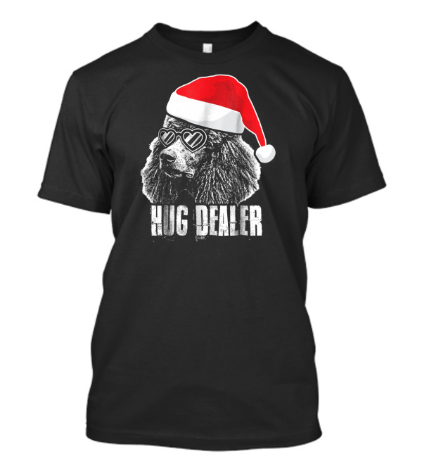 Hug Dealer Poodle Santa Hat Heart Sunglasses T-Shirt