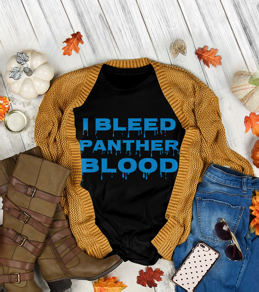 I BLEED PANTHER BLOOD Cool Blue Bold Dripping Letters T-Shirt