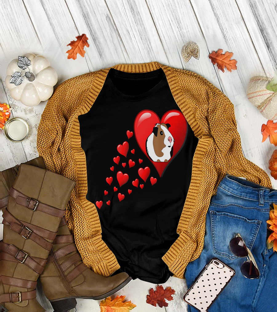 I Love My Guinea Pig Hearts Domestic Red Heart T-Shirt