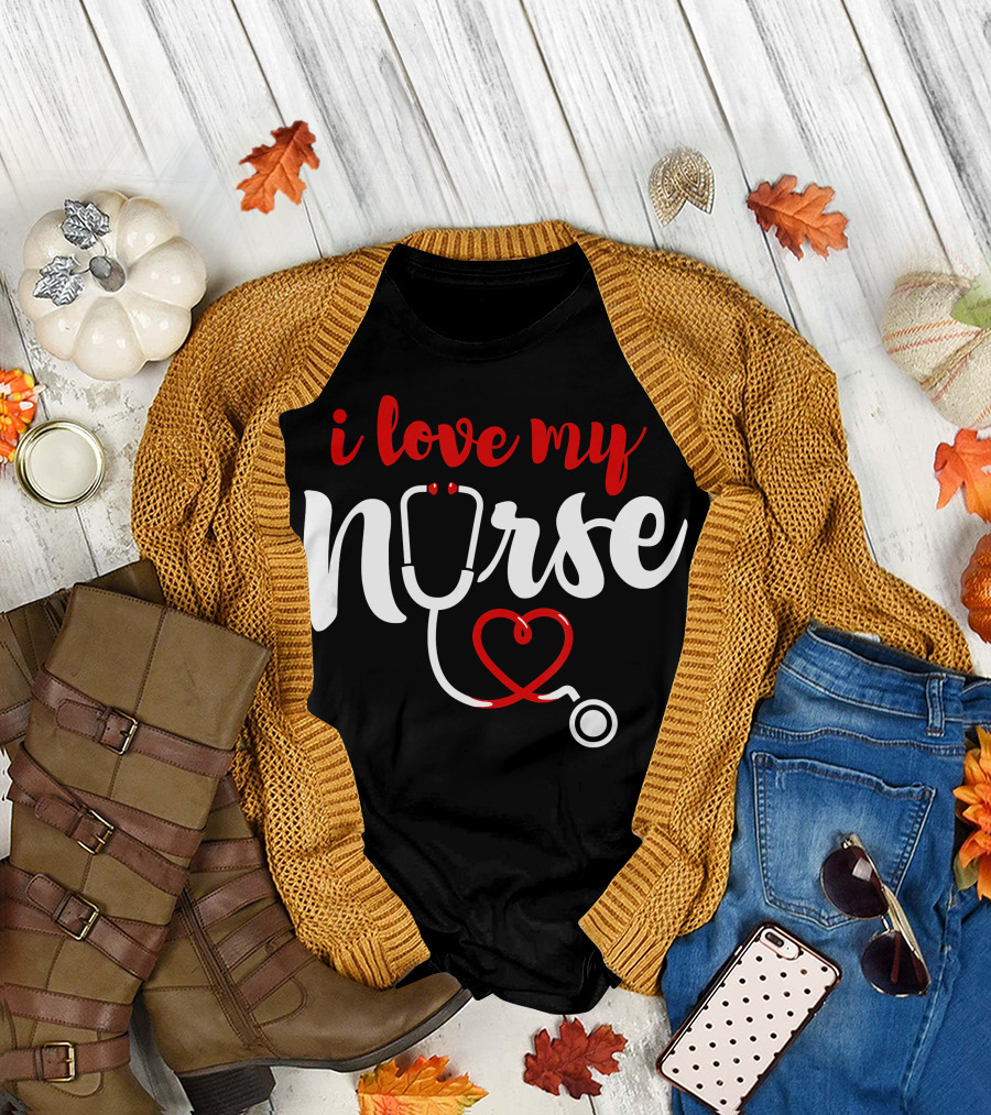 I Love My Nurse Stethoscope Heart T-Shirt