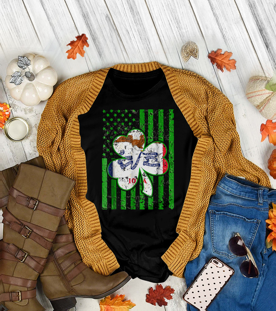 Iowa Irish American Flag Shamrock St Patrick's Day T-Shirt