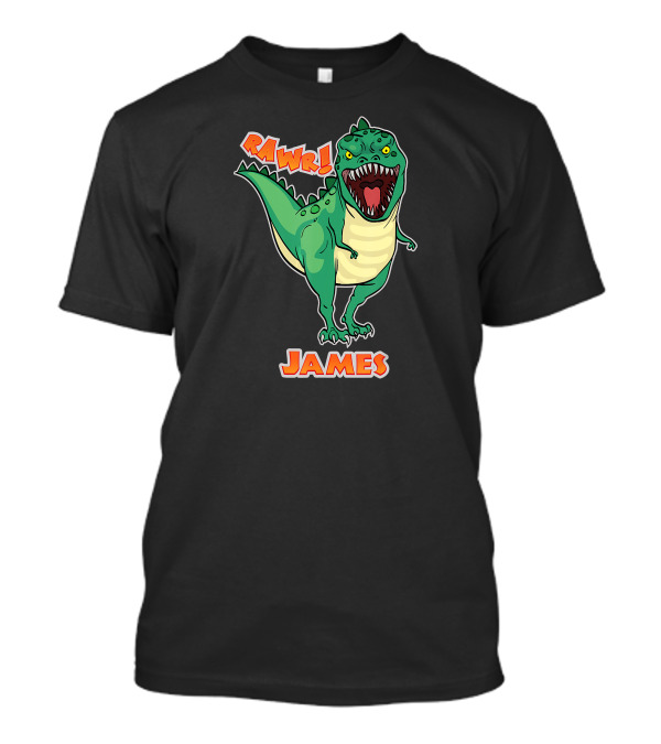 JAMES Rawr Dinosaur Personalized Name Custom T-Shirt