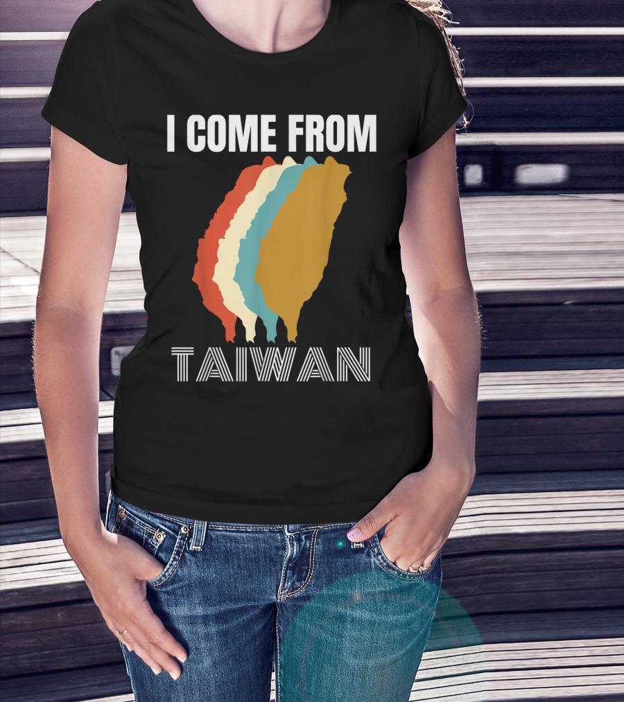 I Come From Taiwan Colorful Silhouette Map T-Shirt