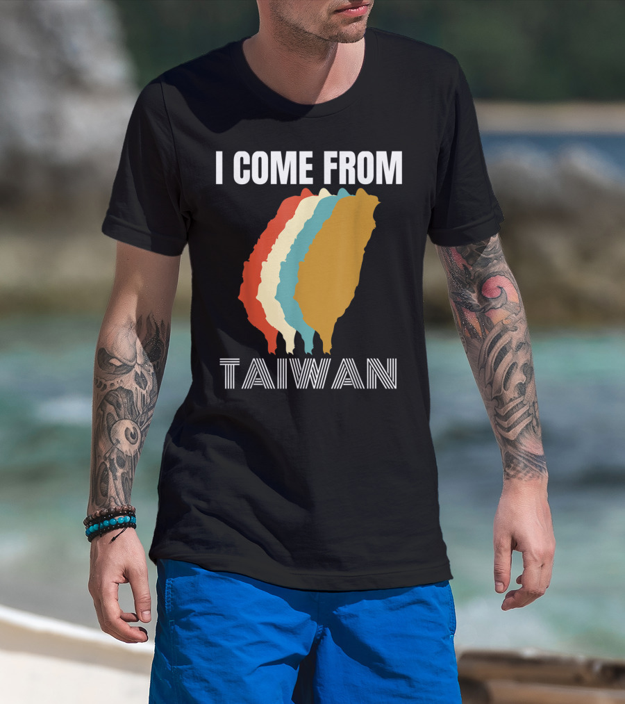 I Come From Taiwan Colorful Silhouette Map T-Shirt