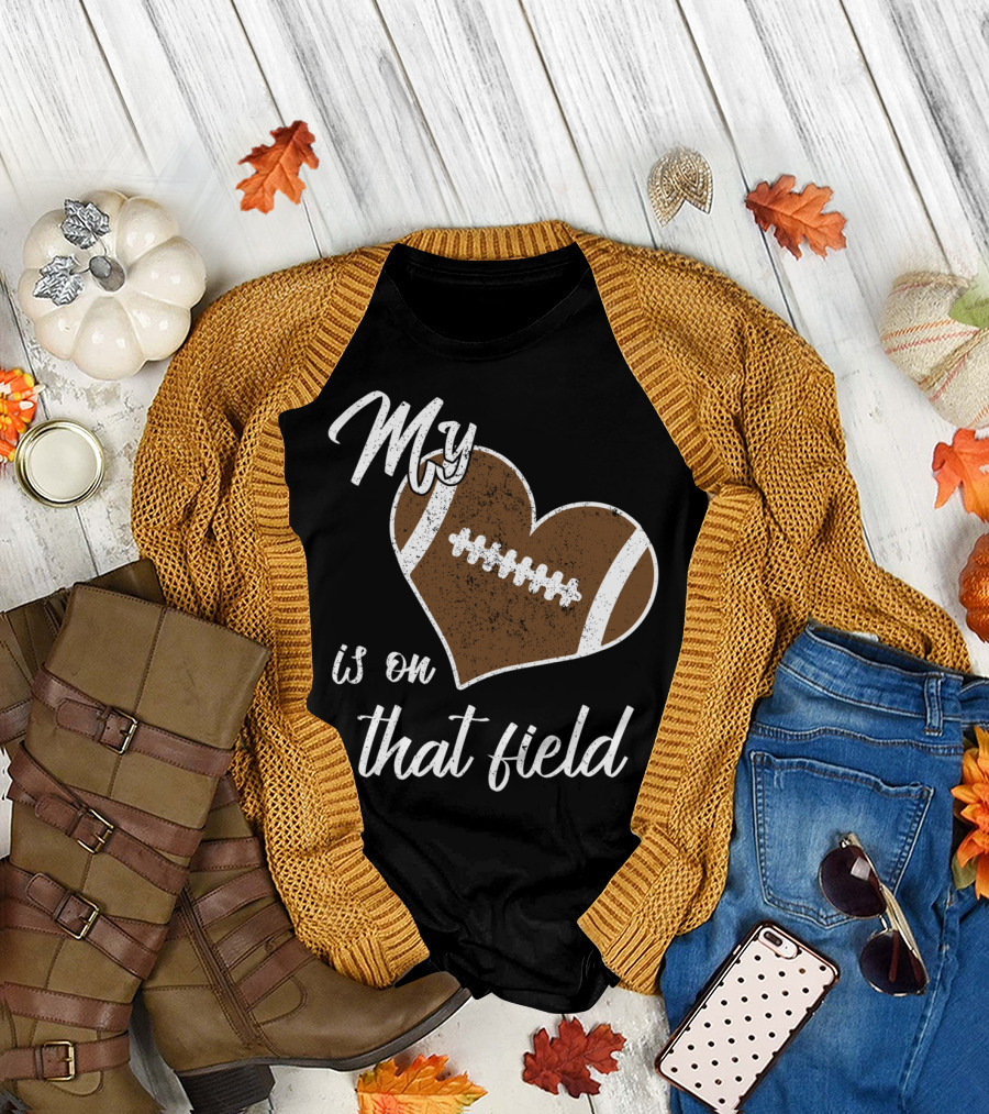 My Heart Is On That Field Football Grandparent T-Shirt