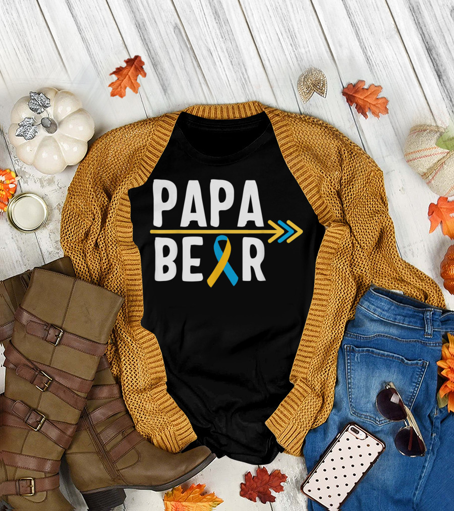 Papa Bear Down Syndrome Warrior Awareness Trisomy T-Shirt