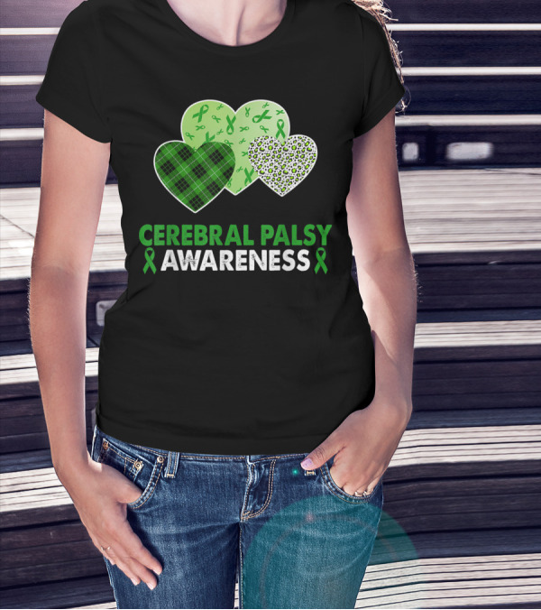 Cerebral Palsy Awareness Heart Leopard Plaid T-Shirt