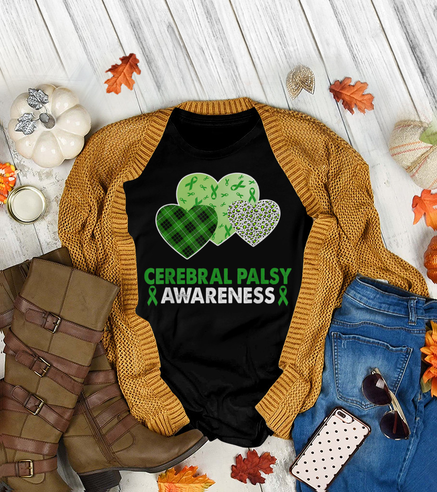 Cerebral Palsy Awareness Heart Leopard Plaid T-Shirt