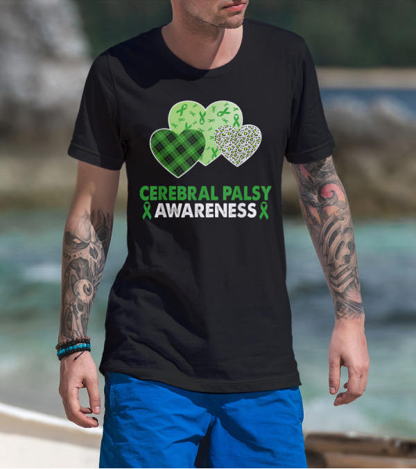 Cerebral Palsy Awareness Heart Leopard Plaid T-Shirt