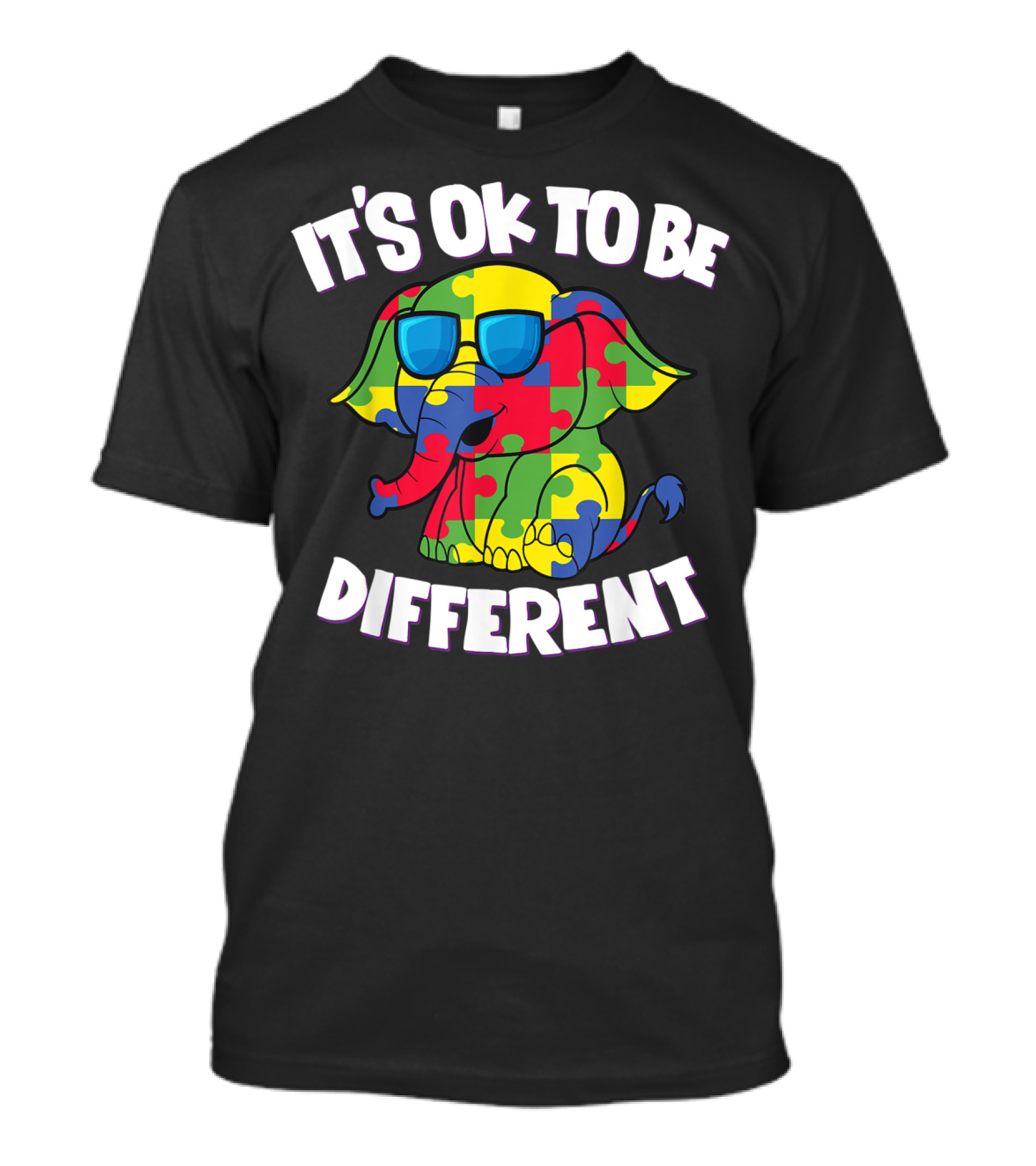 It's Ok To Be Different Autism Awareness Elephant Puzzle T-Shirt