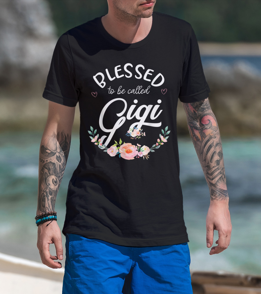 Blessed To Be Called Gigi Floral Grandma T-Shirt