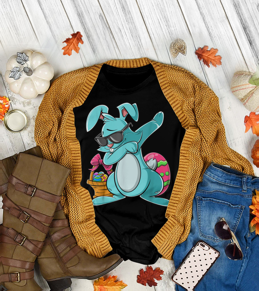 Cool Dabbing Bunny with Easter Basket for Girls and Adults T-Shirt