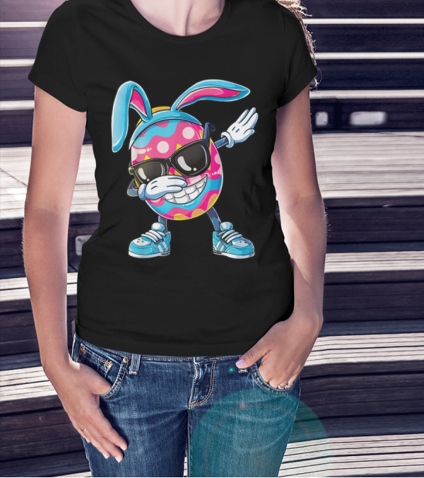 Dabbing Easter Egg With Bunny Ears And Sunglasses T-Shirt
