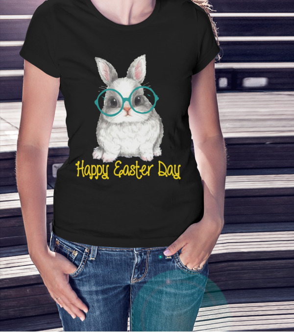 Happy Easter Day Bunny With Glasses T-Shirt