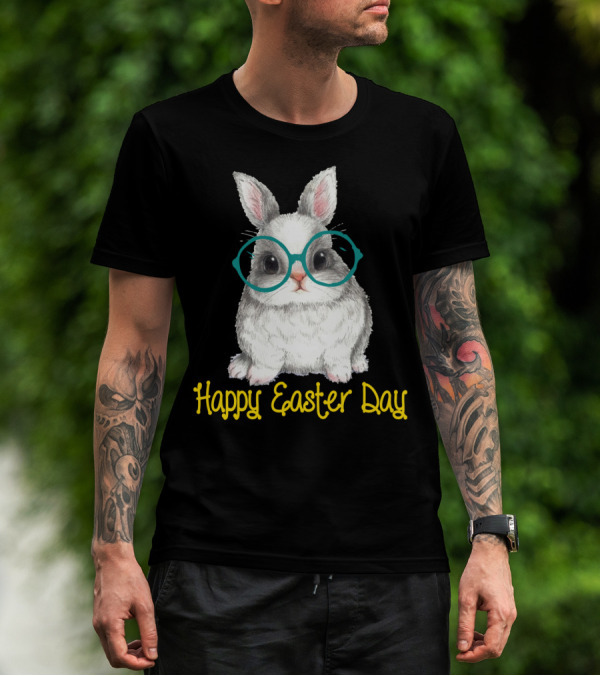 Happy Easter Day Bunny With Glasses T-Shirt