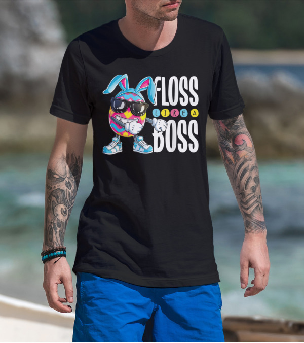 Floss Like A Boss Easter Egg Bunny Boys Flossing T-Shirt