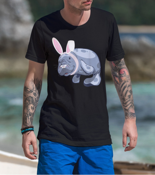 Funny Manatee Easter Bunny With Kids And Adults Appeal T-Shirt