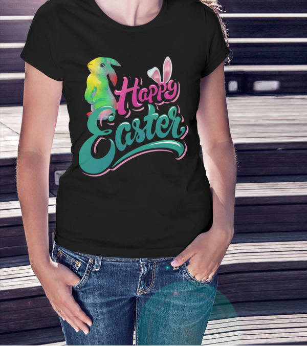 Happy Easter Watercolor Bunny Vibrant T-Shirt