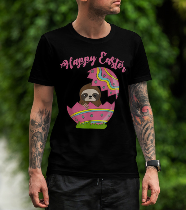 Happy Easter Sloth In Colorful Easter Egg T-Shirt