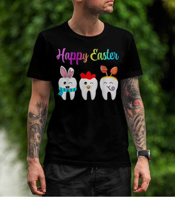 Happy Easter Tooth Bunny Chick Rabbit Eggs T-Shirt